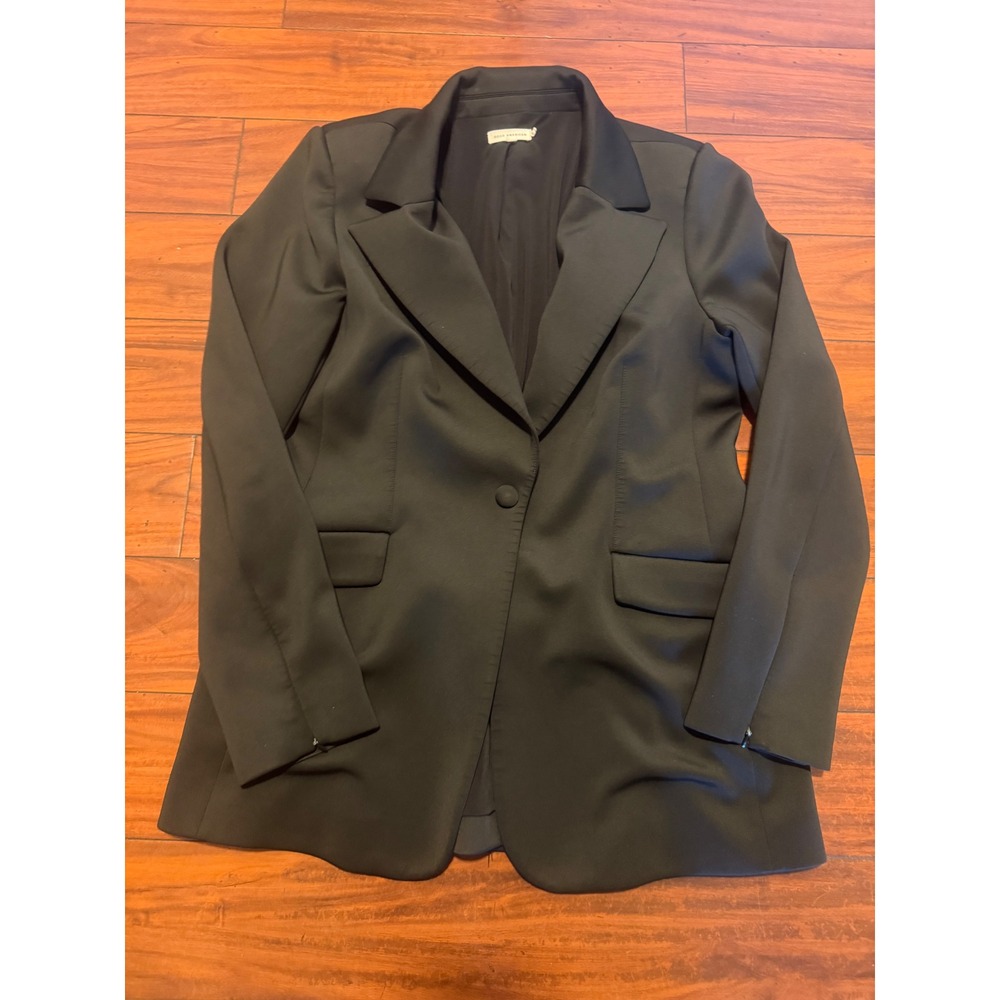 Good American Black Blazer Single Button Jacket Size 4